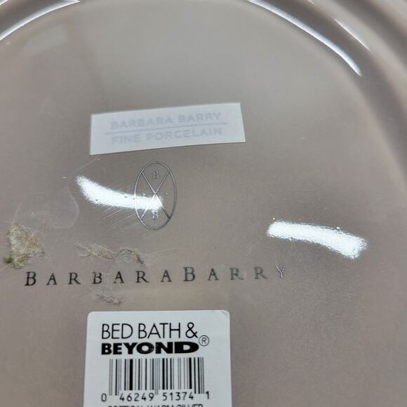 Barbara Barry Poetical Fine Porcelain Wastebasket Trash Can Vase Taupe - Picture 2 of 12